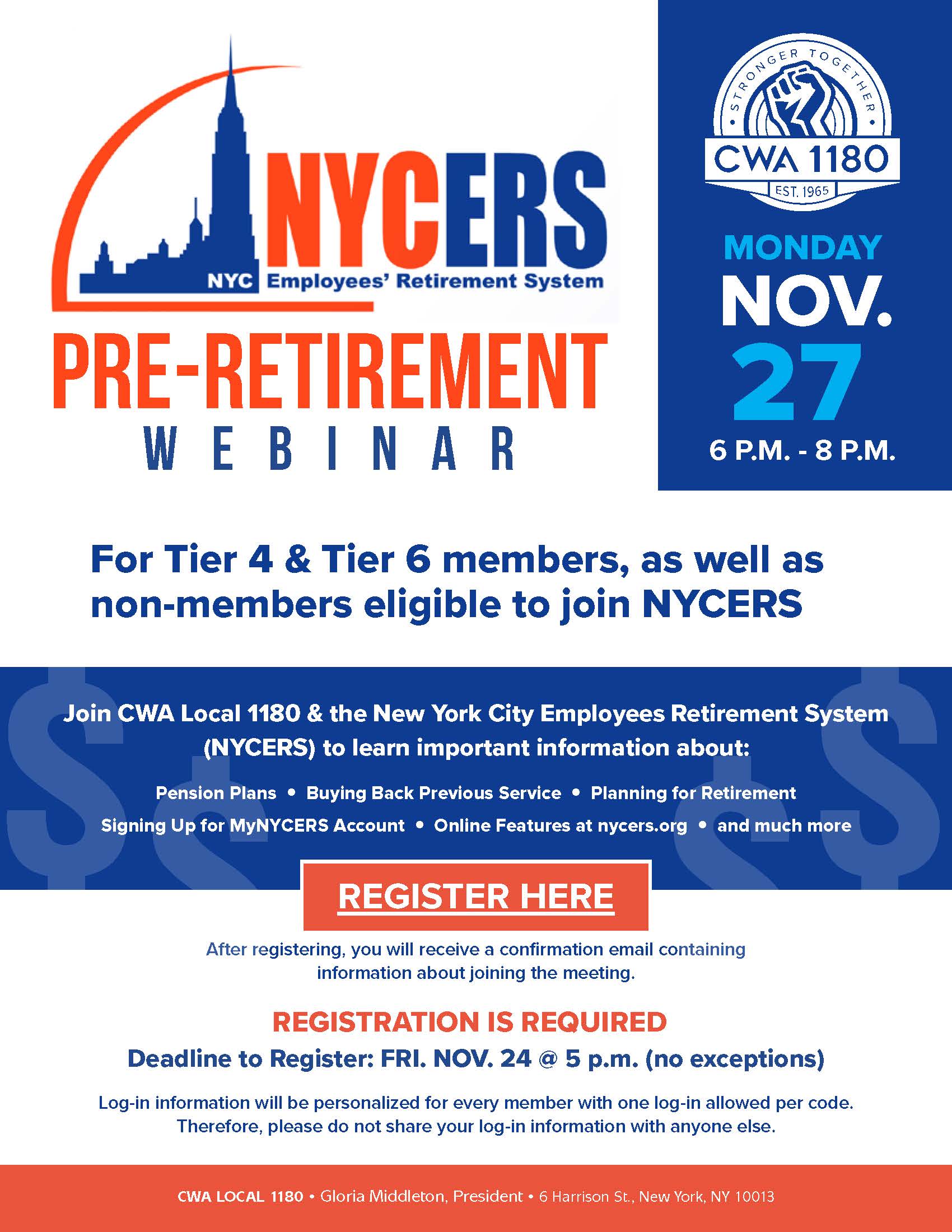 NYCERS Pre-retirement Webinar