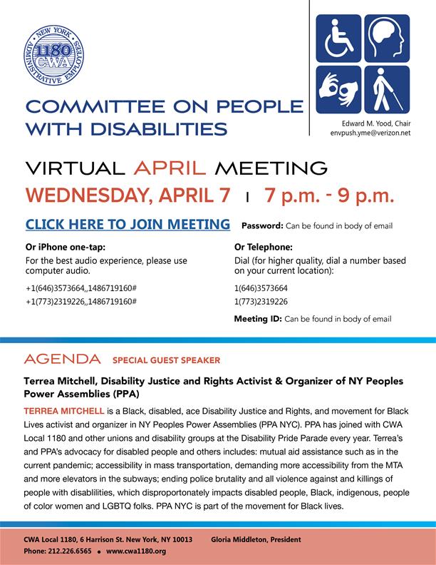 People With Disabilities Committee Virtual Meeting April 2021B